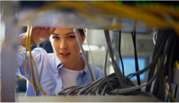 woman with cables